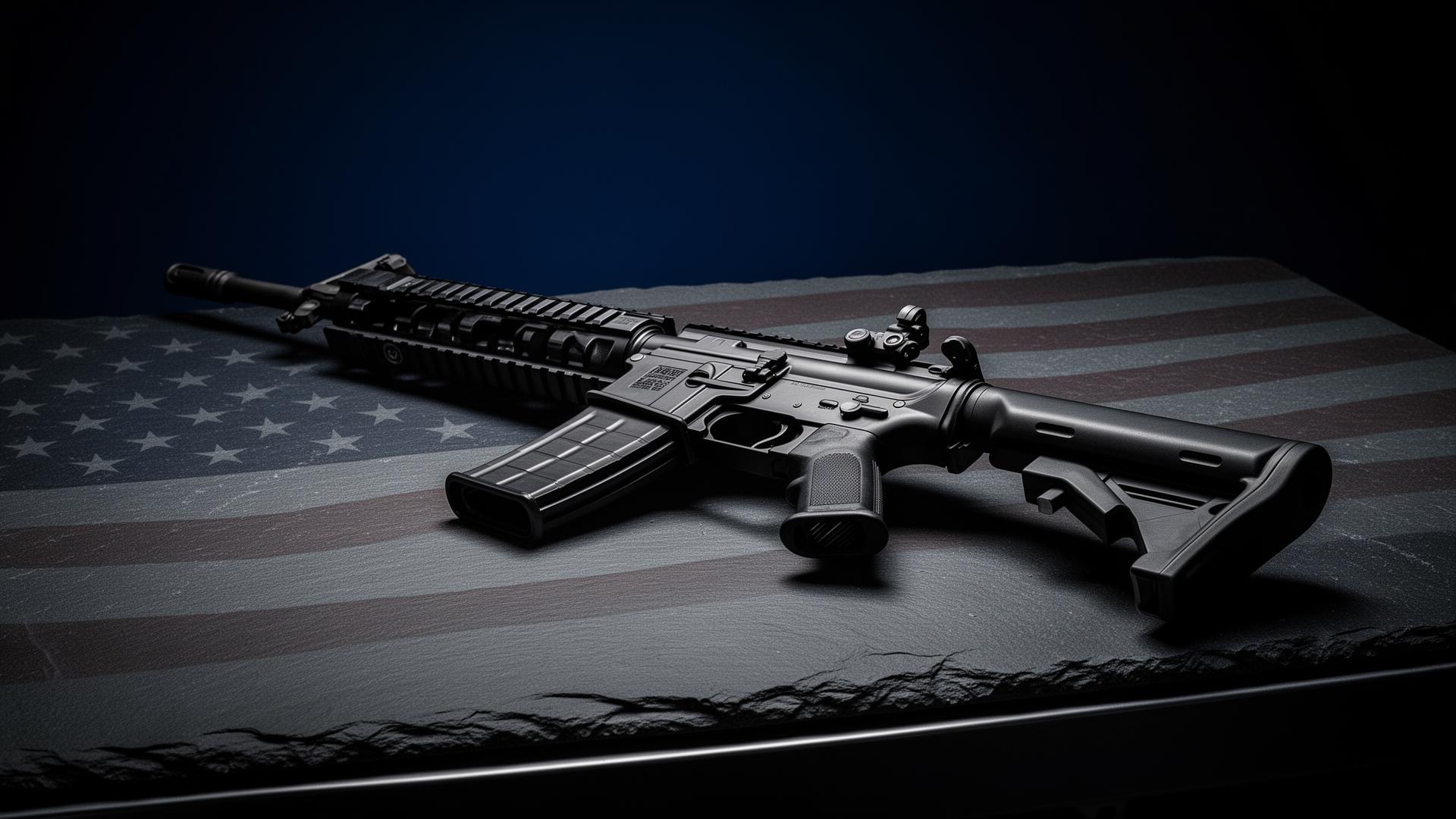 Premium tactical rifle on workbench